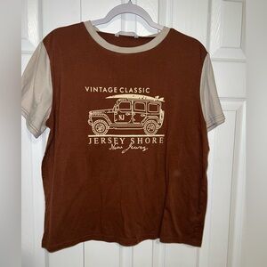 ROMWE Brown and Cream T-Shirt